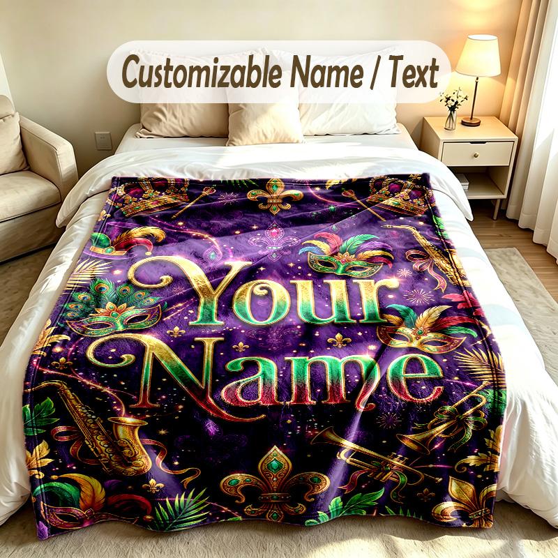 Celebration Party Theme Custom Blanket Personalized Name & Text Customized Soft Warm Throw Blanket Home Decor
