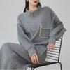 Women's High-Grade Grey Stand-Up Collar Sweater Skirt Sports Two-Piece Set - 2024 Autumn/Winter Collection
