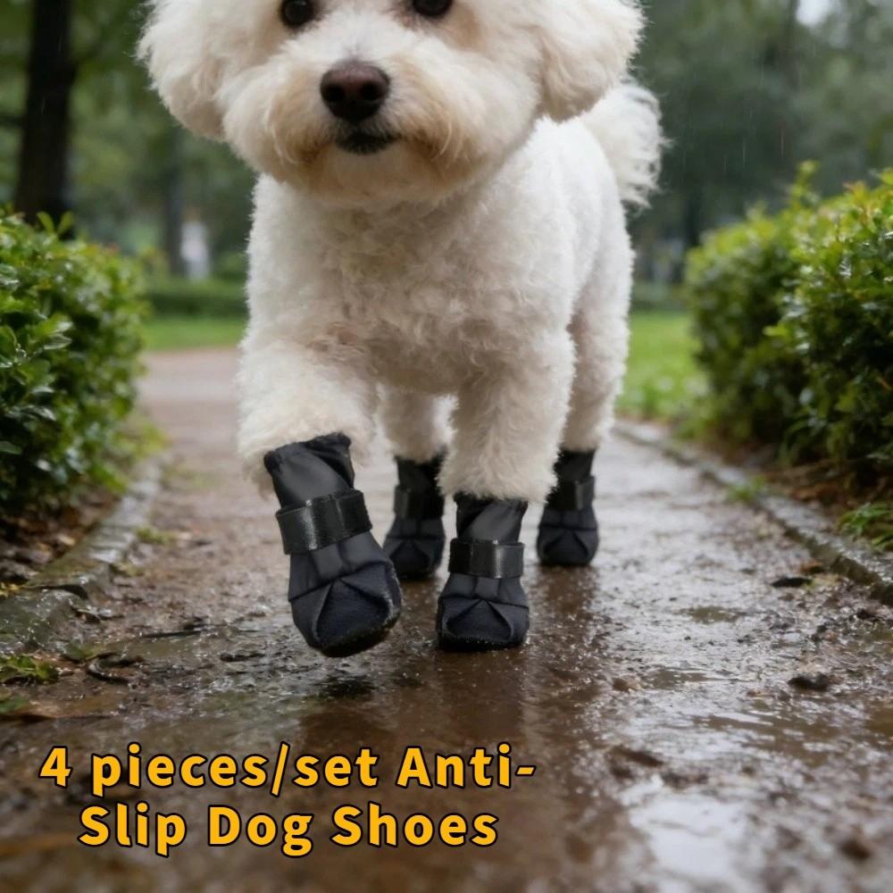 4PCS/SET Adjustable Anti-Slip Dog Shoes Wear-Resistant Pet Paw Protector Pet Rain Boots Outdoor
