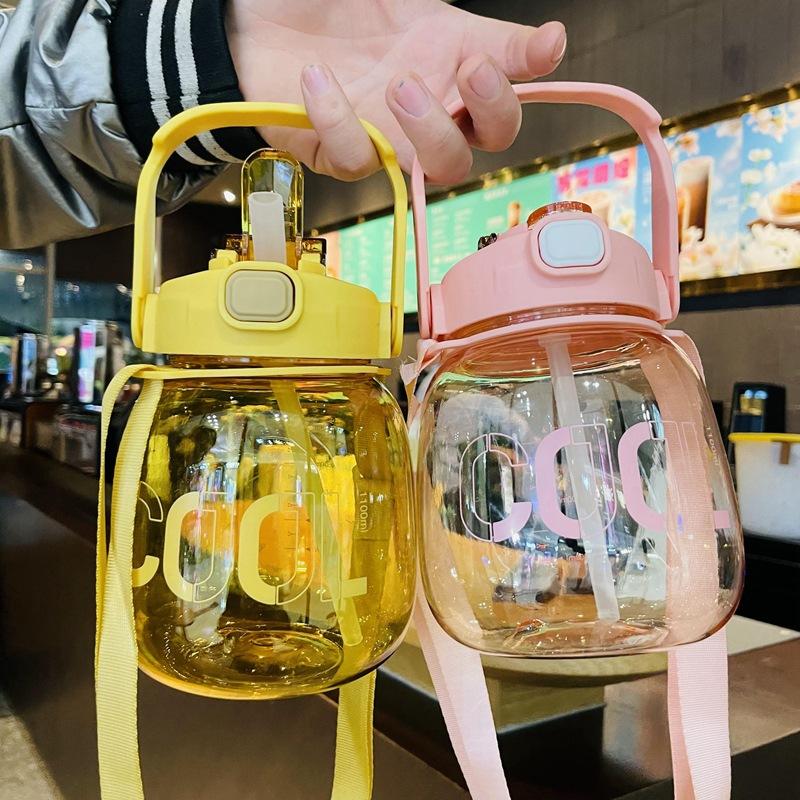 Двойной напиток 1100 мл Big Belly Cup портативная ручка ремень пластиковая трубочка чашка Big Belly Water Cup