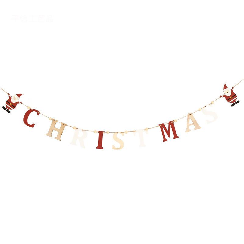 Merry Christmas Banner Reusable Wooden DIY Letter Flag Christmas Party Gift Banner Christmas Themed Banner Merry Decoration