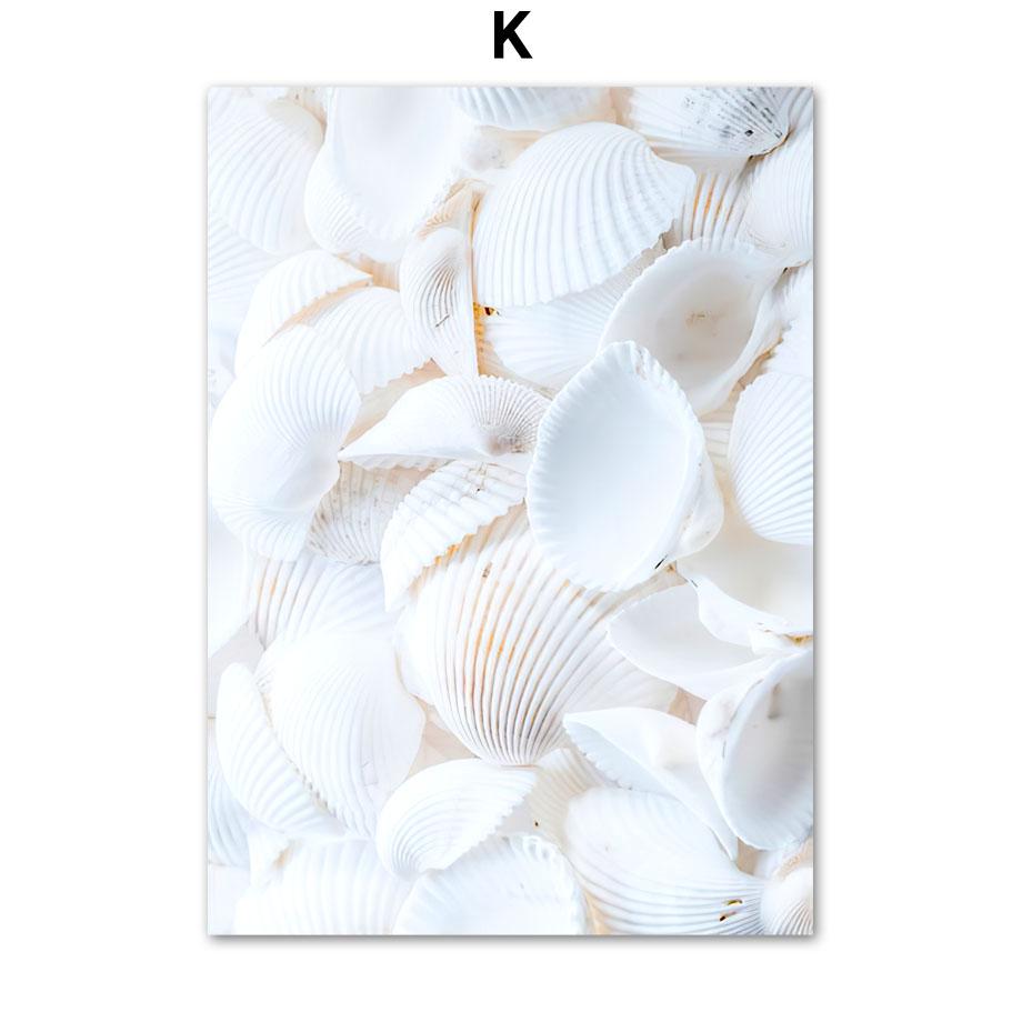 Фламинго Доска для серфинга Пляж Океан Волны Ракушка Настенная живопись Холст Картина Тропические постеры и принты Настенные картины для домашнего декора