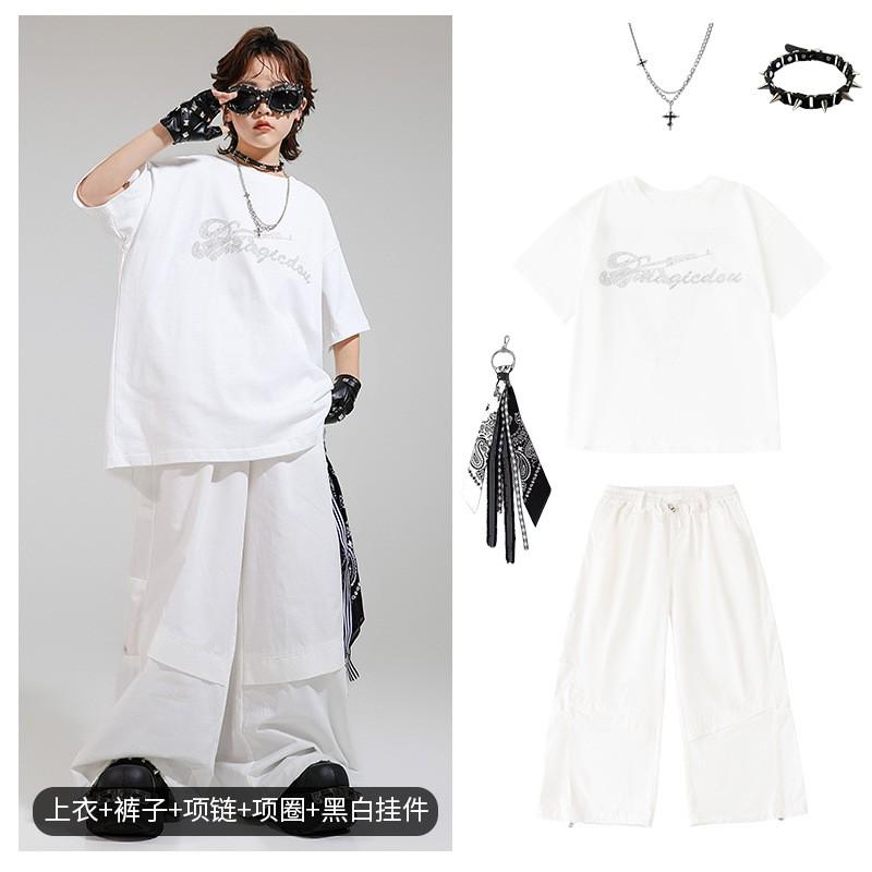 Kids Street Dance Outfit Popping Jazz Performance Costume Boys Girls Cool Stage Wear