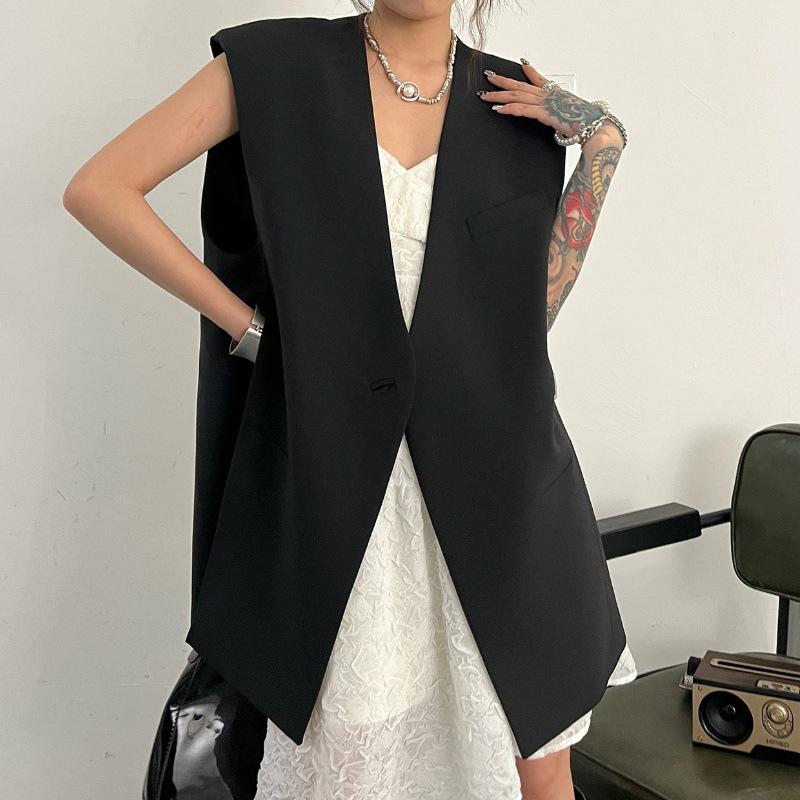 2024 Summer Korean Trend Sleeveless Collarless Vest for Women