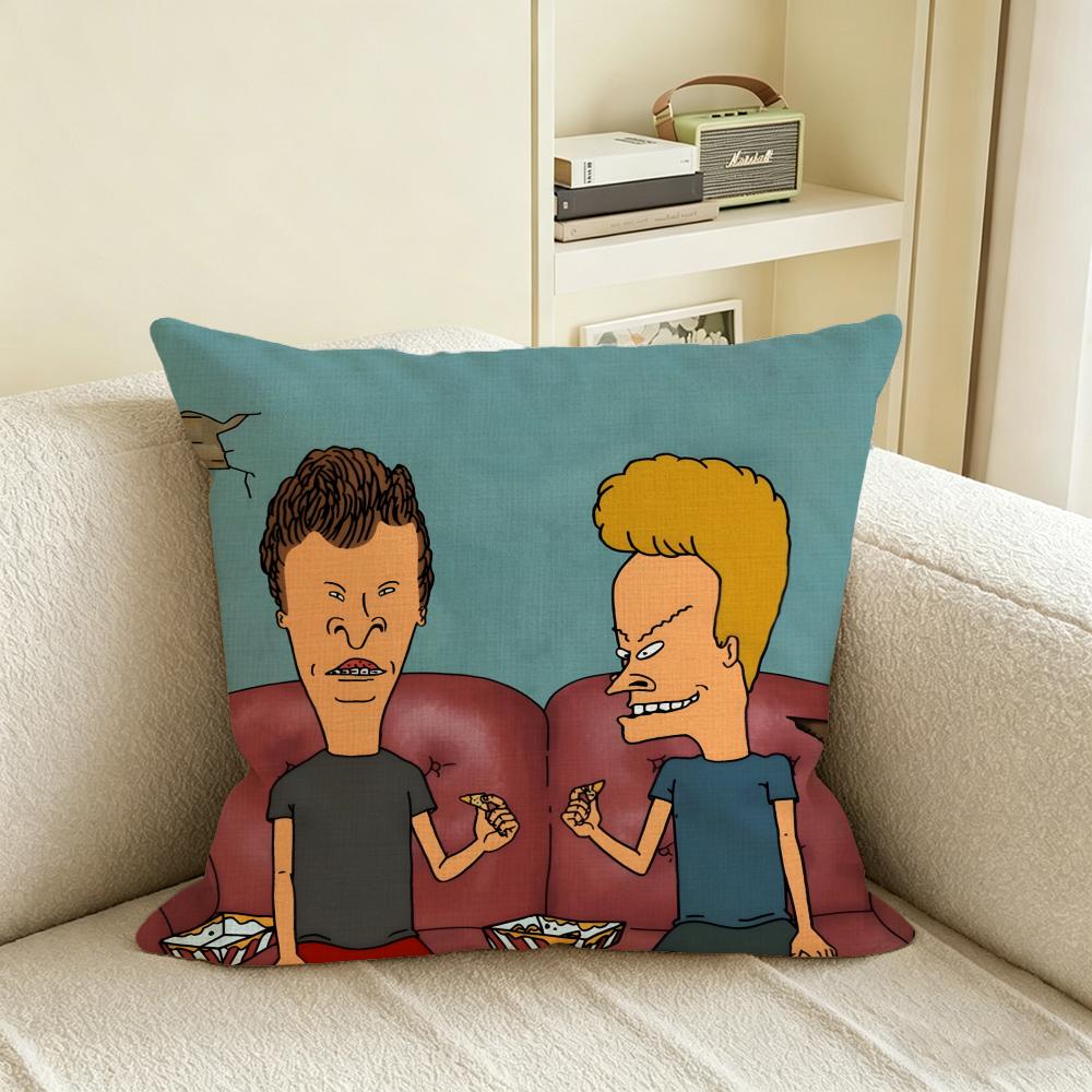 B-Beavis And Butt-Head Cushion Cover Natural Linen Pillowcase Set, All-In-One Decor For Sofa, Bedroom & Chair