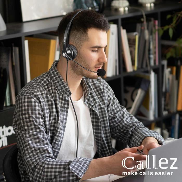Casque téléphonique sans fil - Callez - W300D2-DE - Microphone antibruit - 2,5 mm - Noir
