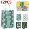 12pcs Soccer Party Favors Paper Bag Football Theme Candy Bags with Handle Ties Gift Packaging Bags Kids Birthday Party Decor
