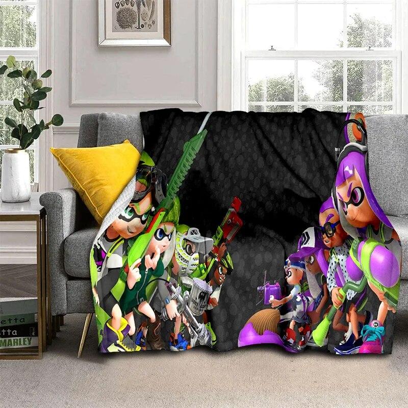 3D Games Splatoon,PC Gamer Cartoon Blanket,Soft Throw Blanket for Home Bedroom Bed Sofa Picnic Travel Office Cover Blanket Kids