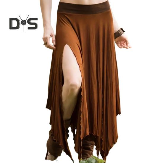 Женская юбка с высокой талией, однотонная, неровный подол, длинная юбка с боковыми разрезами, утягивающая юбка для работы, отдыха, путешествий