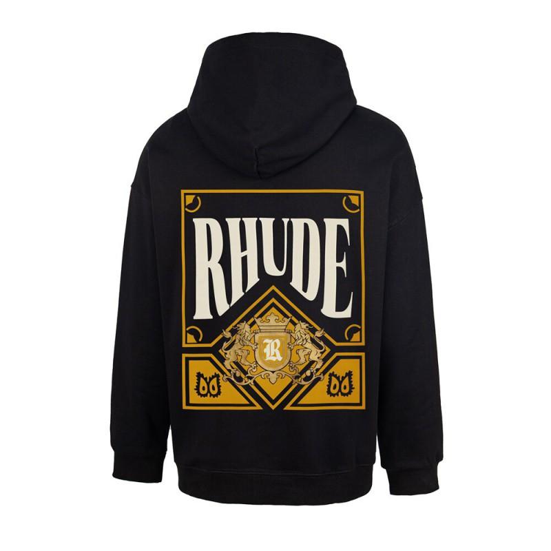 RHUDE Letter Print Street Hoodie Loose Fit Casual Sweatshirt Men Women
