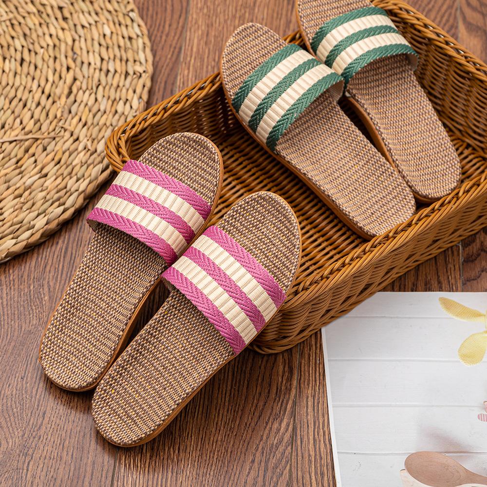 36-45 Mens Slippers For Men EVA Flat Shoes Linen Lightweight Casual Slippers Women For Home