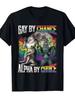 Gay By Chance Alpha By Choice Alpha Wolf LGBT Pride Graphic T-and kids tshirt Black 100% Round Neck Short Sleeve Unisex T-and kids tshirt
