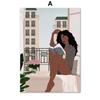 Solid Wood Frame Abstract Black Girl Reading Book Coffee Moon Art Canvas Painting Nordic Posters And Prints Wall Pictures For Living Room Decor