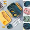 1300ML Portable with Grid Division Lunch Box Kids Students Office Bento Box with Fork and Spoon Microwave Food Storage Container