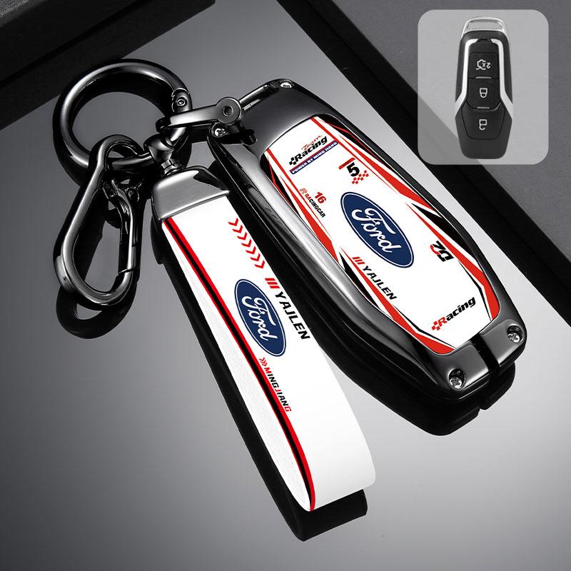 KLKY5 Car Key Case Cover Shell Racing Style Design Accessories For Ford Fusion Mondeo Mustang F-150 Explorer Edge 2015 2016 2017 2018