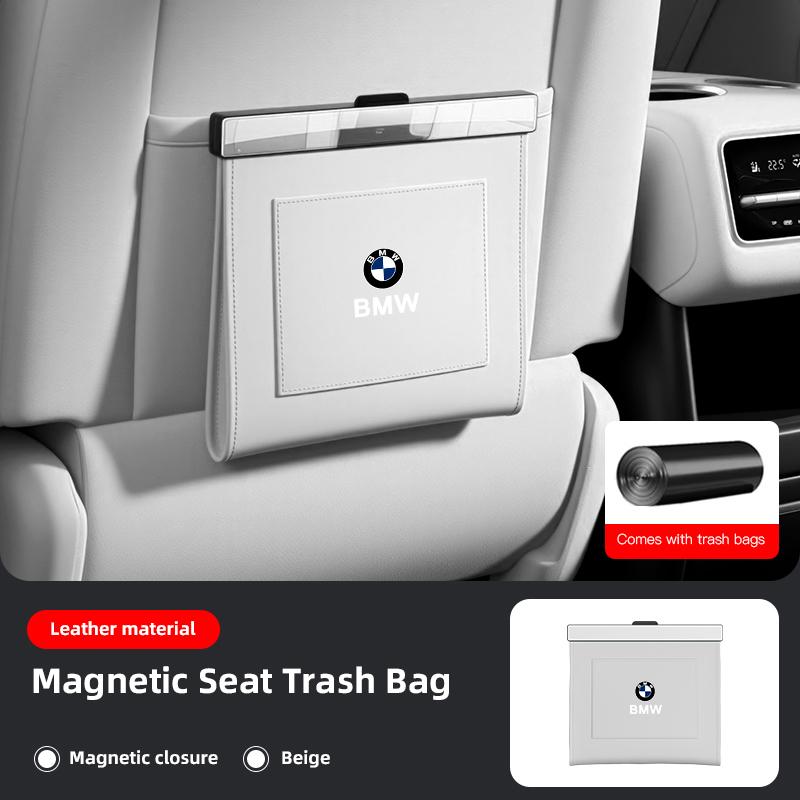 MXUI1 BMW Car Garbage Bag Magnetic Adsorption Seat Back Hanging Storage Bag Trash can For 50th E28 X3 F30 F40 F10 E46 E70 E39 E36 E92