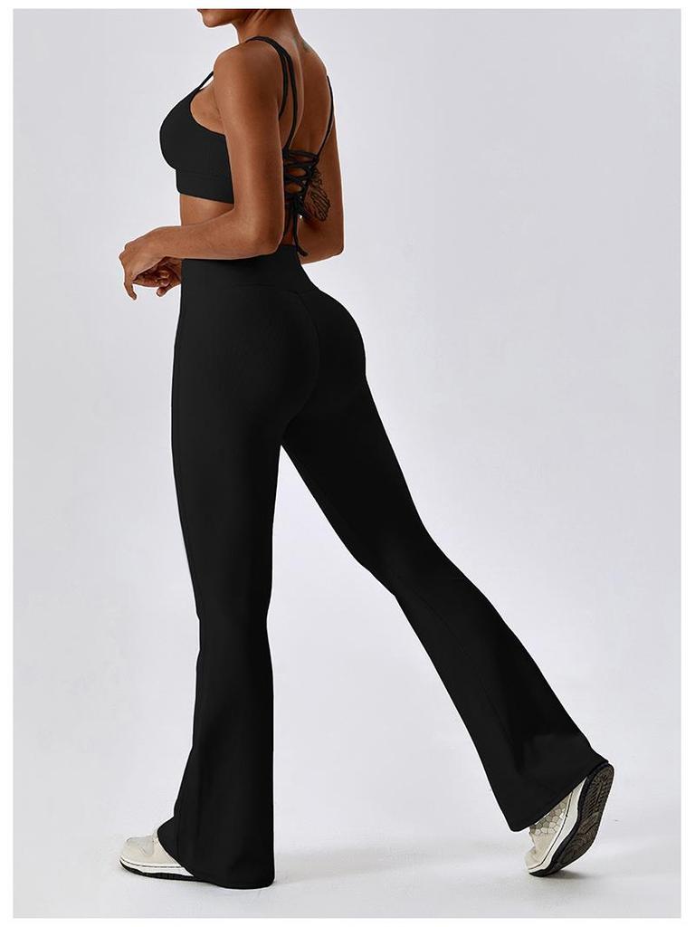 Комплект для йоги с высокой талией и перекрестным дизайном на спине - быстросохнущий, облегающий фитнес-костюм 8333