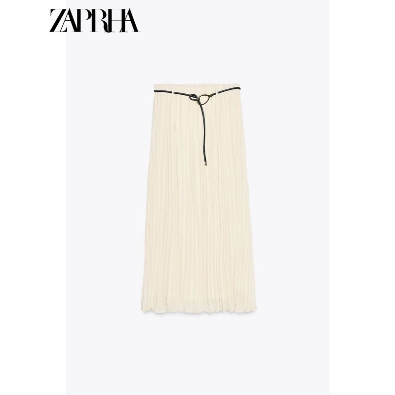 Zaprha 2025 New Arrival with Belt Gas Casual Elegant Vertical Midi Skirt Skirt Long Slim Looking 3897095