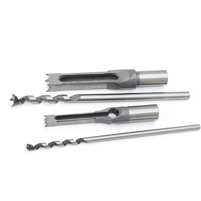 Multi-purpose Square Hole Drill Bit Steel Hardness for Sharp Durable Mortising Chisel Set 6.4 mm/8mm/9.5mm/12.7mm/14mm/1