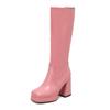 Women's High-heeled Boots Autumn and Winter New Candy-colored Thick-heeled Large-size Medium Boots