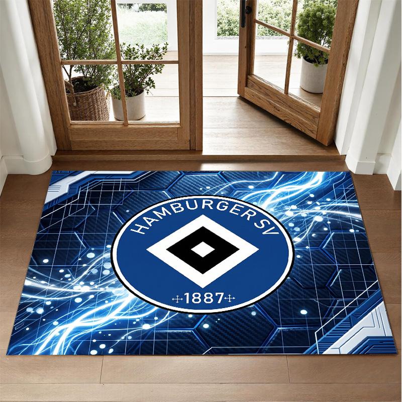 Hamburger SV Football Design Crystal Velvet Rug Soft Decorative Mat for Bedroom Entrance