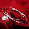Popular Brands Three Circles 6.5cm Heart Bangle 925 Sterling Silver Bracelets for Women Fashion Party Couple Gifts Jewelry