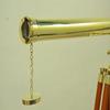 Brass Finish Single Barrel Telescope with Brown Wood Tripod Ideal for Home, Office Decor 99.06 Cm