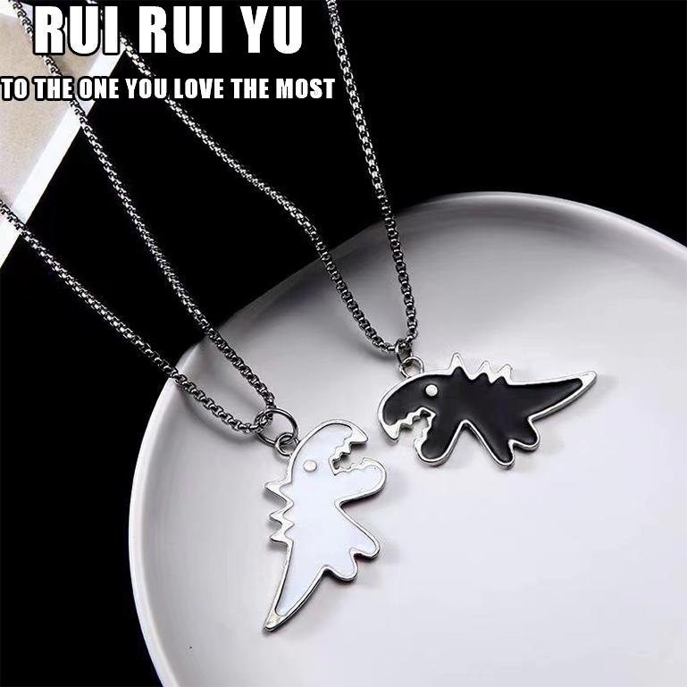 RUI RUI YU Cute Dinosaur Couple Necklace Lovers Paired Pendants Friends Neck Chain Hiphop Punk Collar for Men Women Jewelry