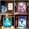 Аниме Фигурка Стич Световая Картина Фоторамка Милый Светодиодный Ночник Декор для Стен Спальни Прикроватной Тумбочки Детской Комнаты Лунный Светильник