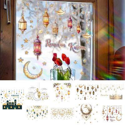 Разноцветные наклейки на стену Ид Мубарак Звезда Луна Фреска Креативные наклейки Рамадан Карим Спальня