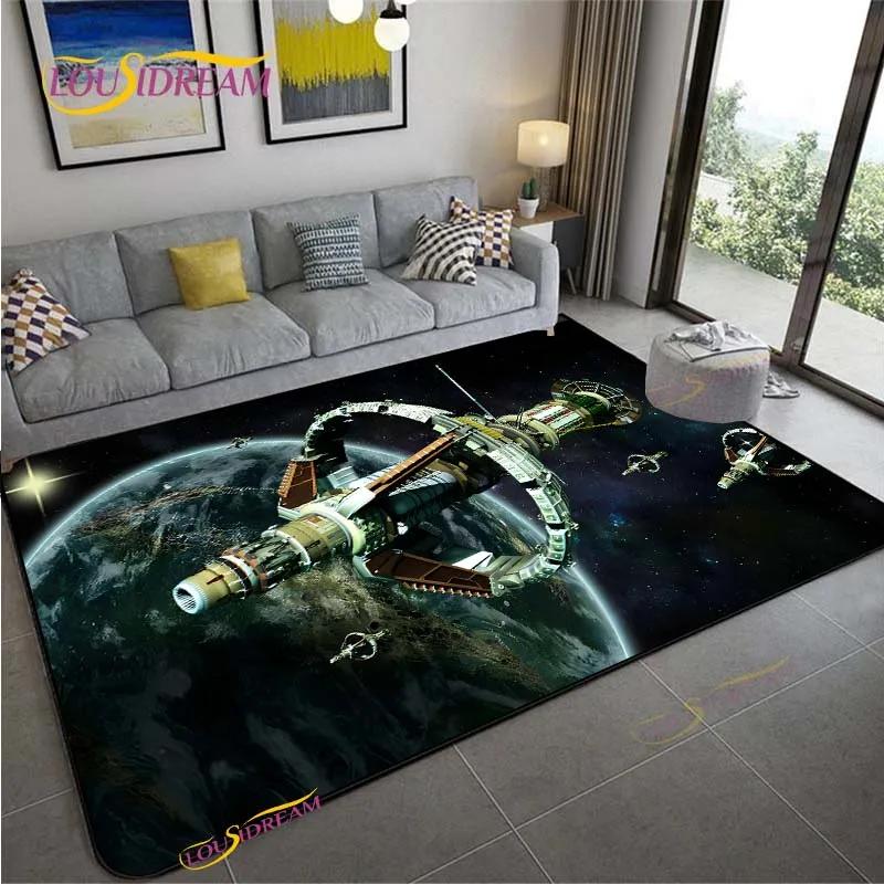 3D Ковер Космическая Станция для Гостиной Спальни Стола Кинотеатра Кухонный Дверной Детский Нескользящий Коврик для Пола Альфомбра Подарок на День рождения