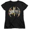 Batman Collage Shield Womens T Shirt Black