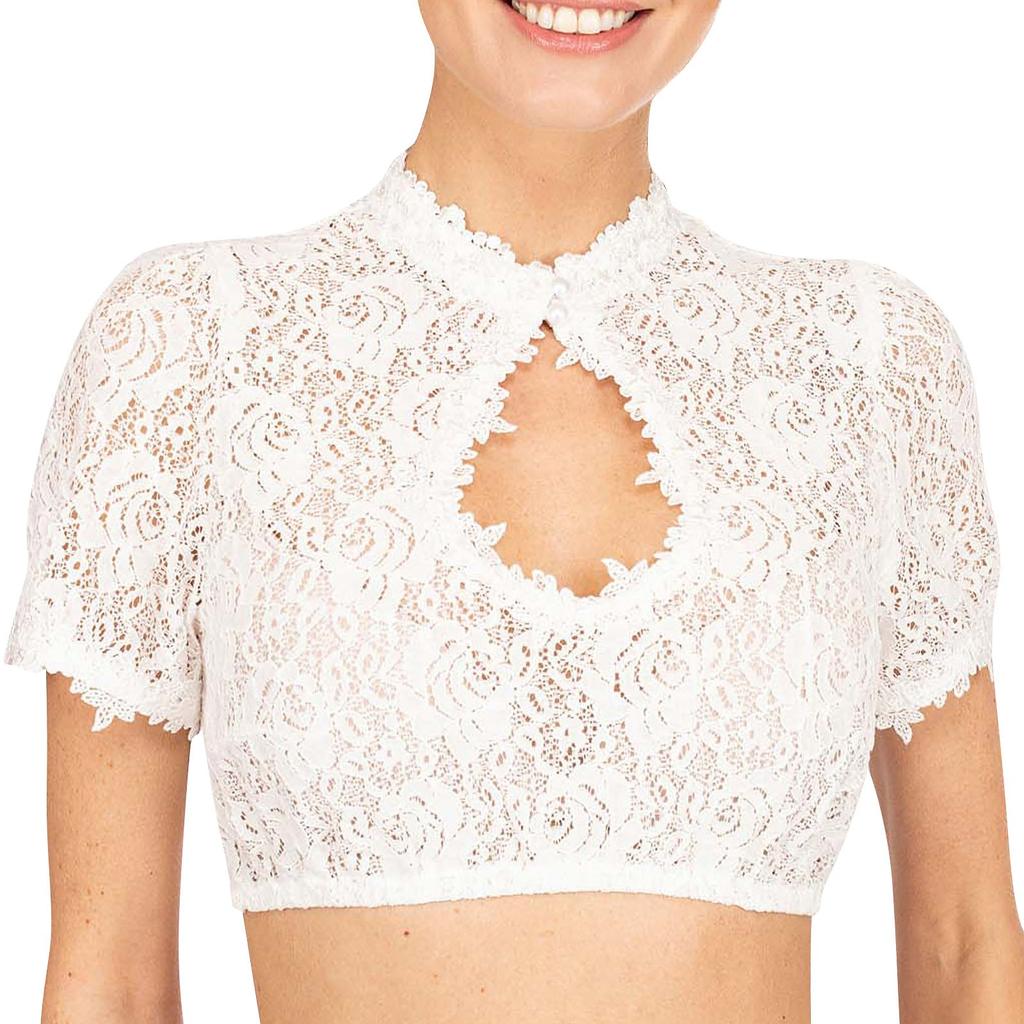 Женская элегантная классическая пивная фестивальная рубашка с кружевной отделкой и короткими рукавами