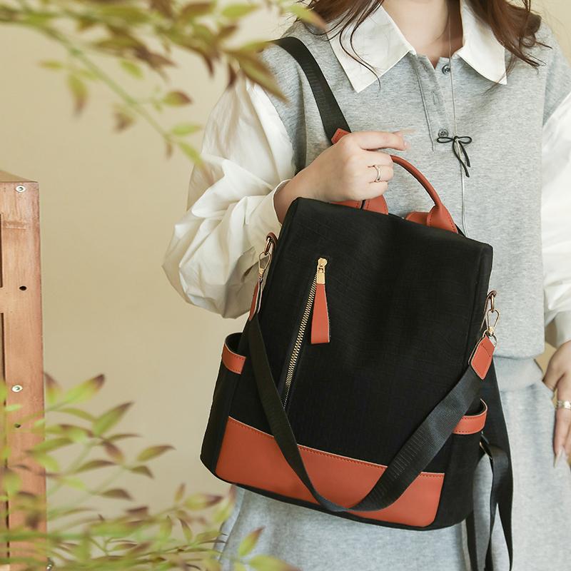 Женский рюкзак большой вместимости, цветной блок, для поездок на работу, путешествий, противокражный, многофункциональная сумка через плечо