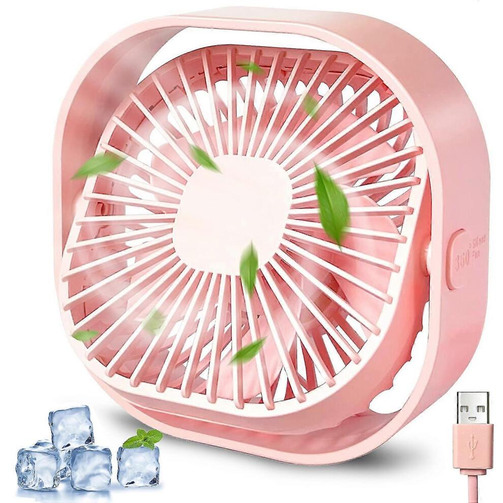 (Pink) Desk Fan Portable Fan, USB Fan Silent Powerful Personal Fan, 3 Speed Mini Desktop Fan Cooling Desk Fan USB for Home Office Bed