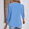 Womens 3/4 Sleeve Daily Weekend V Neck Casual Printed Tshirts Loose Fit Pleated Tees Button Down Shirts