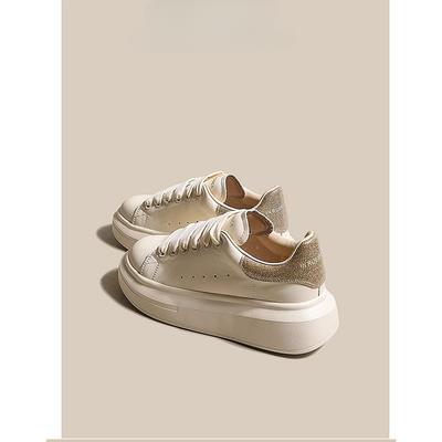 Маленькие белые туфли детские кожаные туфли на толстой подошве для скейтбординга весна-лето новые универсальные повседневные спортивные туфли для женщин