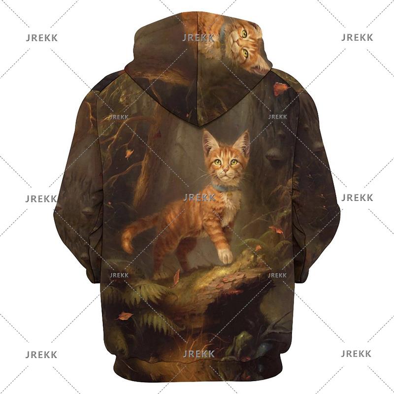 Cute Cat Graphic Hoodie Men Clothing 3D Kawaii Cats Printed Hoodies Kids Tops Women Harajuku Fashion Y2k Pullovers Hooded Hoody