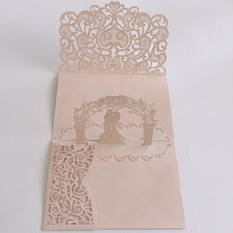 10 Pack 3D Pop Up Cards with Unique Bride & Groom Holding Hand Design Wedding Invitations Anniversary for Bride and Groom In Wedding Party