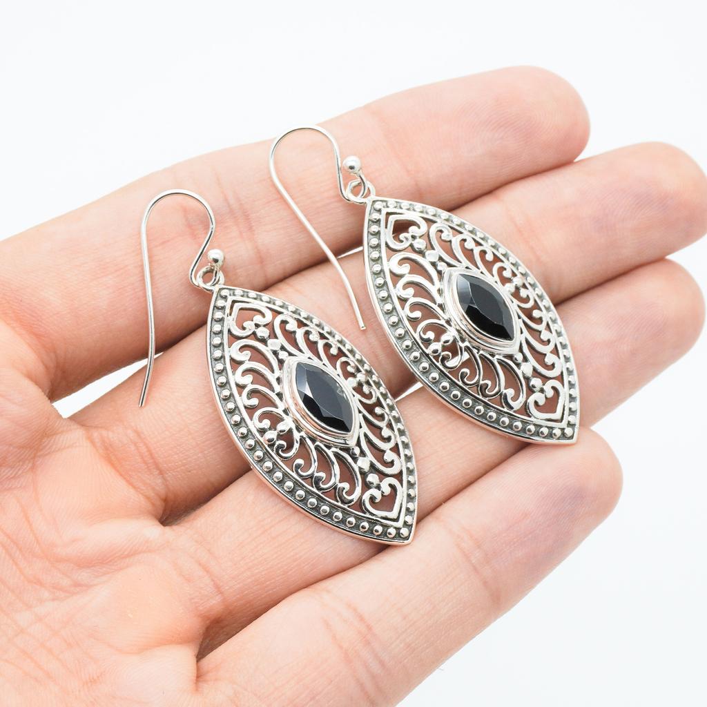 Black Spinel 925 Sterling Silver Eye Earrings