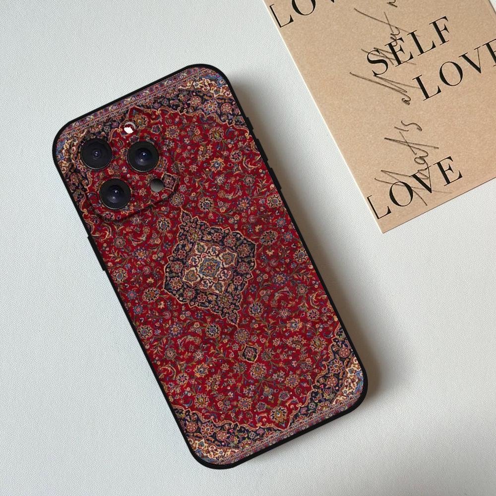 Чехол для телефона в виде персидского ковра для iPhone 16 15 11 13 14 Pro Max 7 8 Plus X Xr Xs Max 12mini черный чехол-накладка