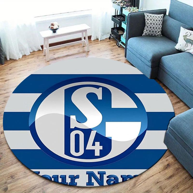 FC Schalke 04 Custom Name Round Area Rug,Carpet Rug for Living Room Bedroom Sofa Playroom Decor,Non-slip Floor Mat