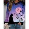 Fashion Ladies T-shirt Cat Pattern 3D Printing Round Neck Long Sleeve Pullover Sweater Women