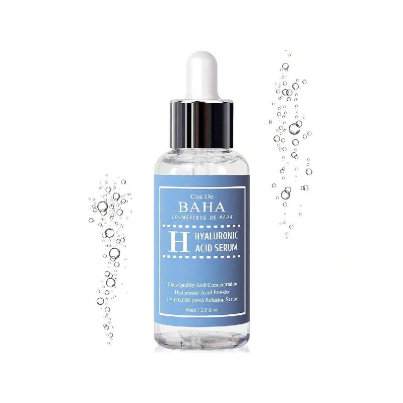 Сыворотка Cos De BAHA Pure Hyaluronic Acid 1% 10 000 ppm 60 мл, Увлажняющая сыворотка для лица от мелких морщин, Сыворотка для лица с интенсивным увлажнением для заметно упругой кожи