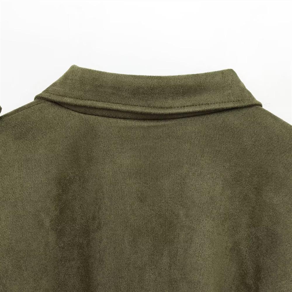 2025 Spring/Summer Women's Suede Loose Turn-Down Collar Jacket