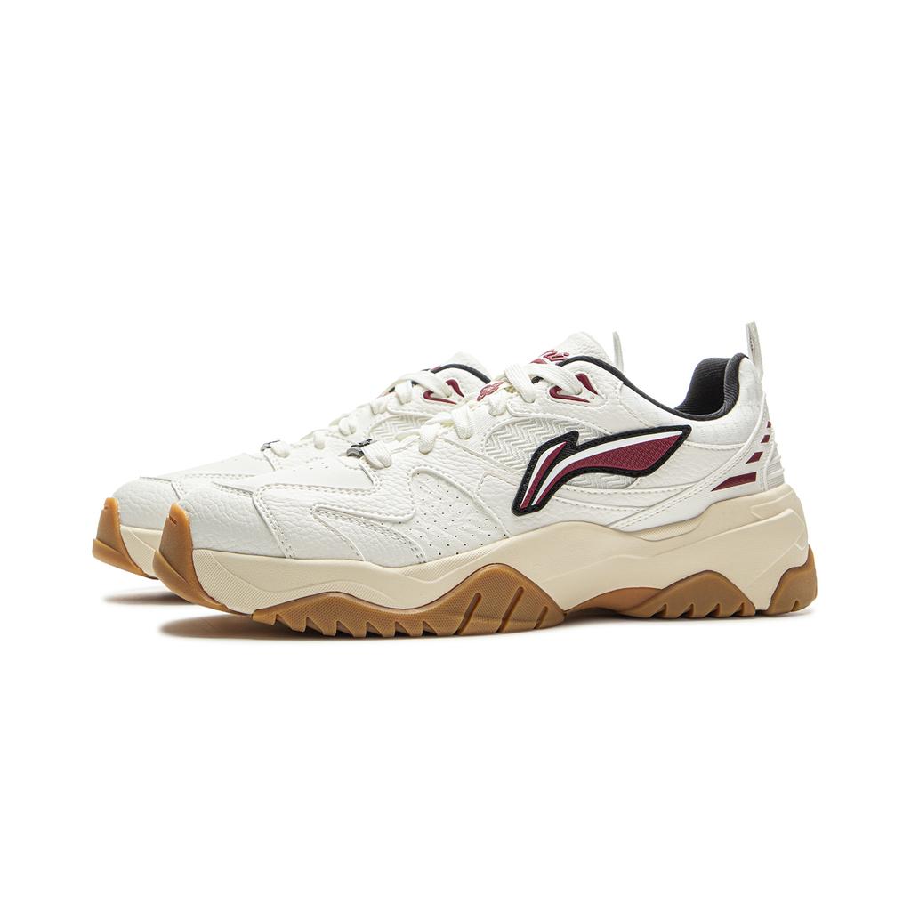 New LiNing Tianji 3 Slip Resistant Cushioning Abrasion Resistant Lightweight Low Top Skateboard Shoes Men's White Red AGCV085-5