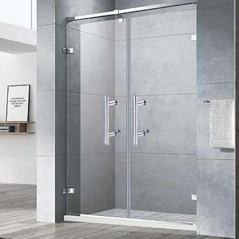 2 шт./упак. серебряная ручка для двери душевой кабины, ручка для стеклянной двери ванной комнаты, сделай сам, нержавеющая сталь, 145 мм, центры отверстий, ручка для двери душа