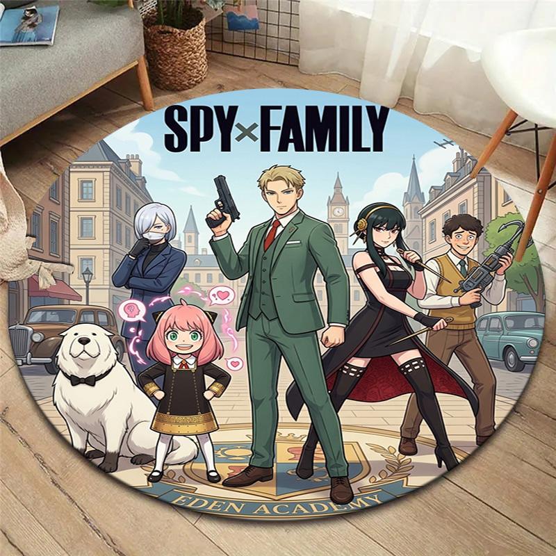 Ковер круглый Spy Family Ковер для гостиной, спальни, дивана, игровой комнаты Декор Нескользящий коврик для пола