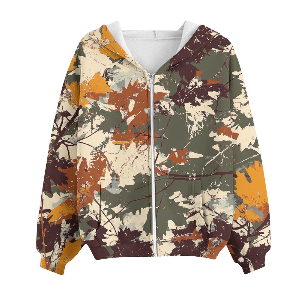 Толстовка с капюшоном на молнии для женщин с длинным рукавом, свободные толстовки для женщин, куртка с карманами, модная одежда на осень