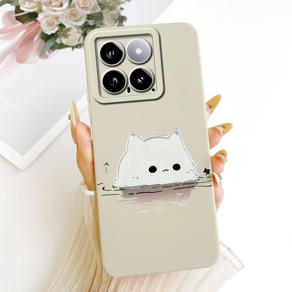 Чехол для Xiaomi Mi 14 Pro Милый Мультяшный Кролик Защитный от ударов Мягкий ТПУ Чехол для Телефона Для Xiaomi 14 Pro Mi14 Pro 5G Задняя Крышка Сумки